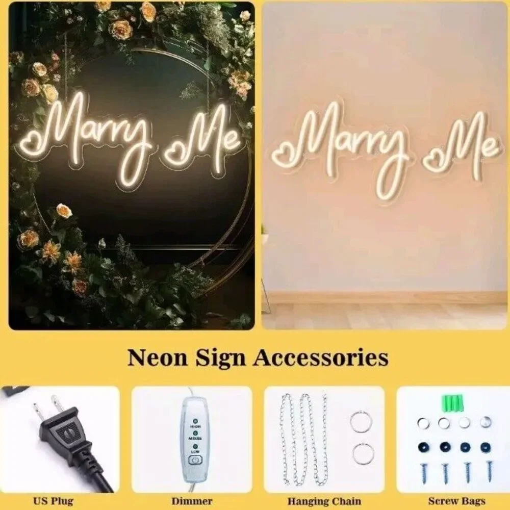 Marry Me Neon Sign Dimmable Marry Me Letters That Light Up...